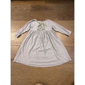 Pink Chicken Girls Ruffle Front Dress Gray/Cream, Small Hole 5Y Fall Winter